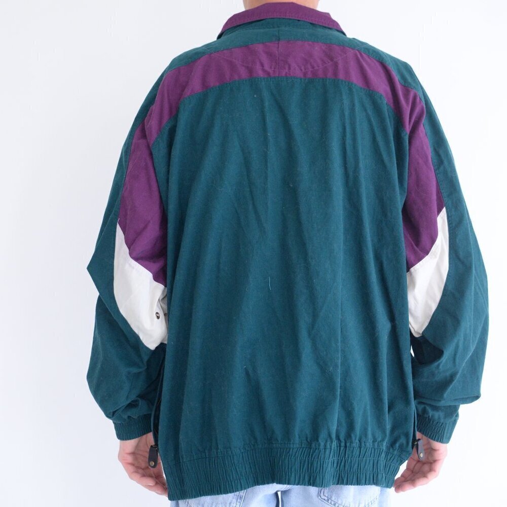 Vintage Jeremy Slade International Green Purple Zip Up Nautical Jacket Large - Picture 3 of 12